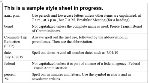 Style sheet example